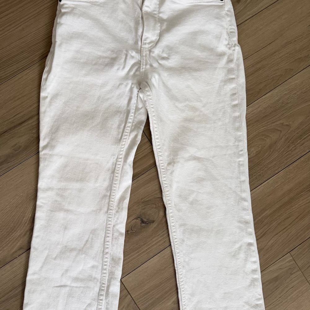 Zara Women's Crisp White High Rise Straight Jeans